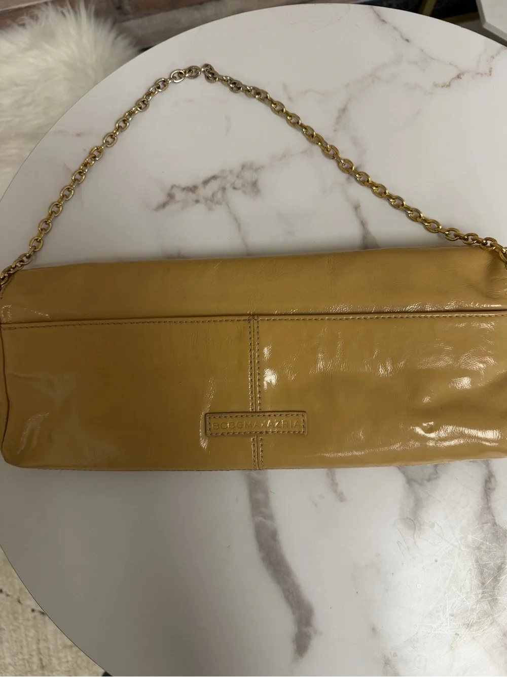 BCBG patent leather clutch OS